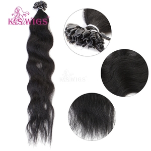 K.SWIGS 1 #   Extensions de cheveux naturels noirs 100% vierges, ondulés, pré-collés, cuticules alignées, en vrac, vente en gros, pointes en U - Product Image 1