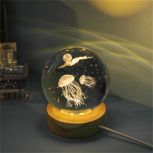 Multicolor mudança Atacado RGB Cristal Bola Noite Luz 3D Led Madeira Base Quarto Bedside Night <span class=keywords><strong>Lamp</strong></span> - Product Image 1