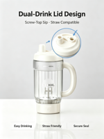Shaker Cup, Blanc - Pour les shakes protéinés et les boissons hydratantes à usage domestique, mélange facile, couvercle verrouillable