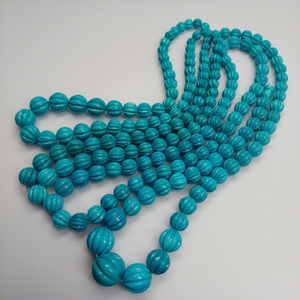 Perles en turquoise naturelle de l'Arizona Sleeping Beauty, sculptées en forme de melon, de 6 mm à 11 mm, pierres précieuses bleues pour accessoires, vente en gros - Product Image 1