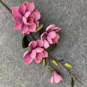 Flores artificiales decorativas, 4 cabezas, <span class=keywords><strong>Magnolia</strong></span> <span class=keywords><strong>Grandiflora</strong></span>, venta al por mayor - Product Image 4