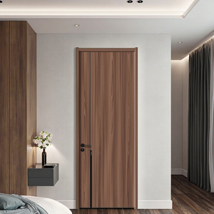 การออกแบบประตูไม้สักแบบเรี<span class=keywords><strong>ย</strong></span>บง่า<span class=keywords><strong>ย</strong></span>พร้อมไม้วีเนียร์เมลามีน HDF งานแกะสลักและฝังงานฝีมือประตูไม้<span class=keywords><strong>มา</strong></span>เลเซียสำหรับห้องนอน - Product Image 2