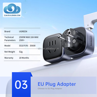 Adaptateur de prise de voyage UGREEN SJ pour ordinateur portable, sortie AC, neuf, compatible avec la norme britannique