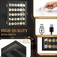 Boîte de présentation pour médailles militaires avec éclairage LED, taille personnalisée, cadre en bois avec verre acrylique HD, étagères amovibles à 2 fentes