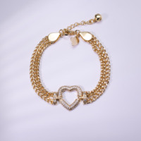 Pulsera de Latón Chapada en Oro de 18k con Forma de Corazón Dulce de HYL Jewelry, Joyería de Oro al por Mayor