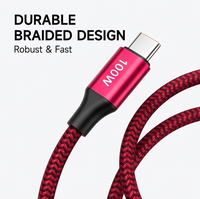 Cable USB Tipo-C de Nailon Trenzado de Alta Calidad, Carga Rápida 2A, 100W, 1M, para Dispositivos Móviles y Computadoras IOS