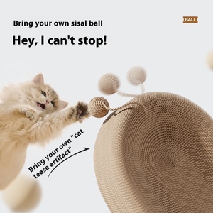 Pohon kucing kartun dengan sarang remah Oval terintegrasi papan garuk Sisal tahan aus persediaan hewan peliharaan grosir cakar Gerinda - Product Image 3