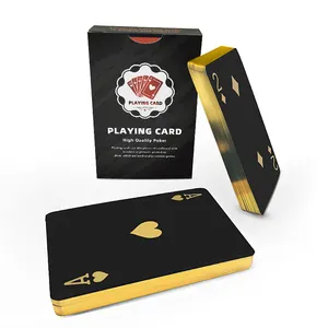 Carte da gioco con bordo oro/argento da Poker nero di alta qualità con stampa personalizzata