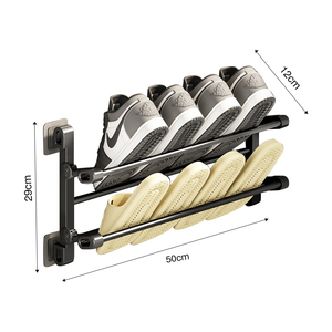 Wall-Mounted Shoe Organizer <strong>Rack</strong> Folding Behind Door <strong>Steel</strong> <strong>Pipe</strong> Shoe <strong>Rack</strong> <strong>Storage</strong> Organizer - Product Image 5