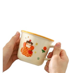 Taza de Cerámica con Diseño de Niña de Dibujos Animados, con Asa, para Niños y Estudiantes, Primavera 2025, Regreso a Clases, Colores Amarillo, Rosa y Azul - Product Image 1