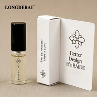 Vente en gros de flacons de parfum miniatures de 2 ml et 3 ml avec porte-carte en papier personnalisé pour cadeaux promotionnels et campagnes marketing
