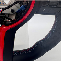Volant de course SSY OEM personnalisé en cuir perforé avec palettes de commande multifonctions rouges pour 3/4/5/X3/X5/X7 40mm