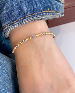Xinfly <b>Solid</b> 18K <b>Gold</b> Jointed Flash Shiny <b>Bangle</b> Two-Tone Extension Chain Adjustable Open Bracelet for Women Ready to Ship - Product Image 6