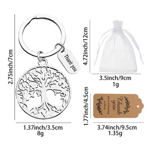 Porte-clés Arbre de Vie « Merci » – Cadeau de Thanksgiving, Fête des Pères, Fête des Enseignants, Remise de Diplôme – Porte-bonheur pour clés de voiture - Product Image 2