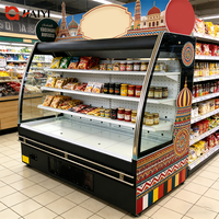 Vitrine Réfrigérée Commerciale Multidecks Ouverte en Acier Inoxydable avec Étagères à Air Réglable pour Lait et Fromage