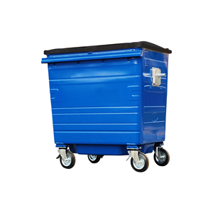 Speciale Prijs 1100 Liter Outdoor Openbare Grote Zware Industriële Wielen Metalen Staal Vuilnisbak <span class=keywords><strong>Trolley</strong></span>/ - Product Image 2