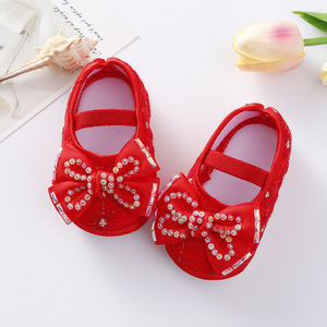 Chaussures <span class=keywords><strong>de</strong></span> bébé princesse à nœud mignon, semelle souple, respirantes, antidérapantes, chaudes, avec fermeture à bande élastique, pour tout-petits <span class=keywords><strong>de</strong></span> 0 à 1 an - Product Image 6