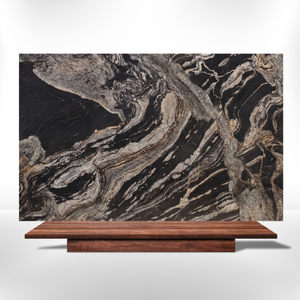 Apariencia Artística Impresionante, Granito Negro Titanio con Vetas Doradas Fluidas, Losa de Piedra Negra Premium, Superficie Elegante para Encimeras - Product Image 1