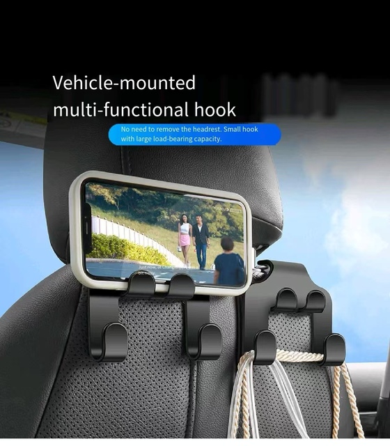 Car Interior Seat Back Hook Mobile Phone Holder Multi-functional Car Hook Universal Cross-border