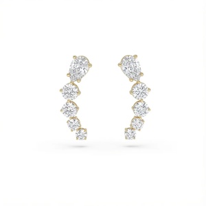 Pendientes de Oreja con Forma de Lágrima y Diamantes - Oro de 9k, 14k y 18k - Product Image 4