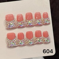 411-415 Faux ongles à presser faits main motif canard 10 pièces réutilisables en acrylique, modèle carré