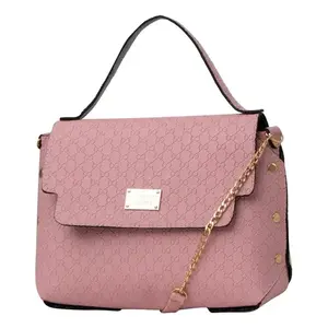 Bolso Tote de Cuero Rosa para Mujer Fana Jacoba, con Patrón Geométrico, Correa de Cadena, Bolso de Mano Casual de Verano - Product Image 3