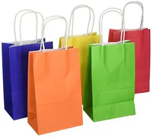 공장 직접 도매 컬러 친환경 재활용 파티 호의 선물 크래프트 종이 가방 핸들