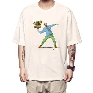 Wholesale Plus Size Vintage T-<b>shirts</b> for Man Oversize T-<b>shirt</b> Custom Printed logo 100% Cotton T -<b>shirt</b> Van Gogh - Product Image 3