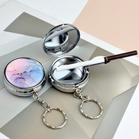 Nouvelle boîte à pilules portable de poche avec miroir intégré, petite boîte en métal, porte-clés avec miroir à l'intérieur