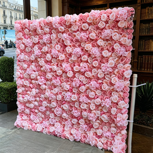 Rosa de pared con degradado rosa y blanco de tacto real, excelente para decoración de jardín bohemio, bodas, patio exterior y adorno para el hogar. - Product Image 1