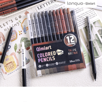 Série de crayons de couleur mécaniques gris-brun terreux, crayons automatiques à tons d'ombre pour un dessin réaliste