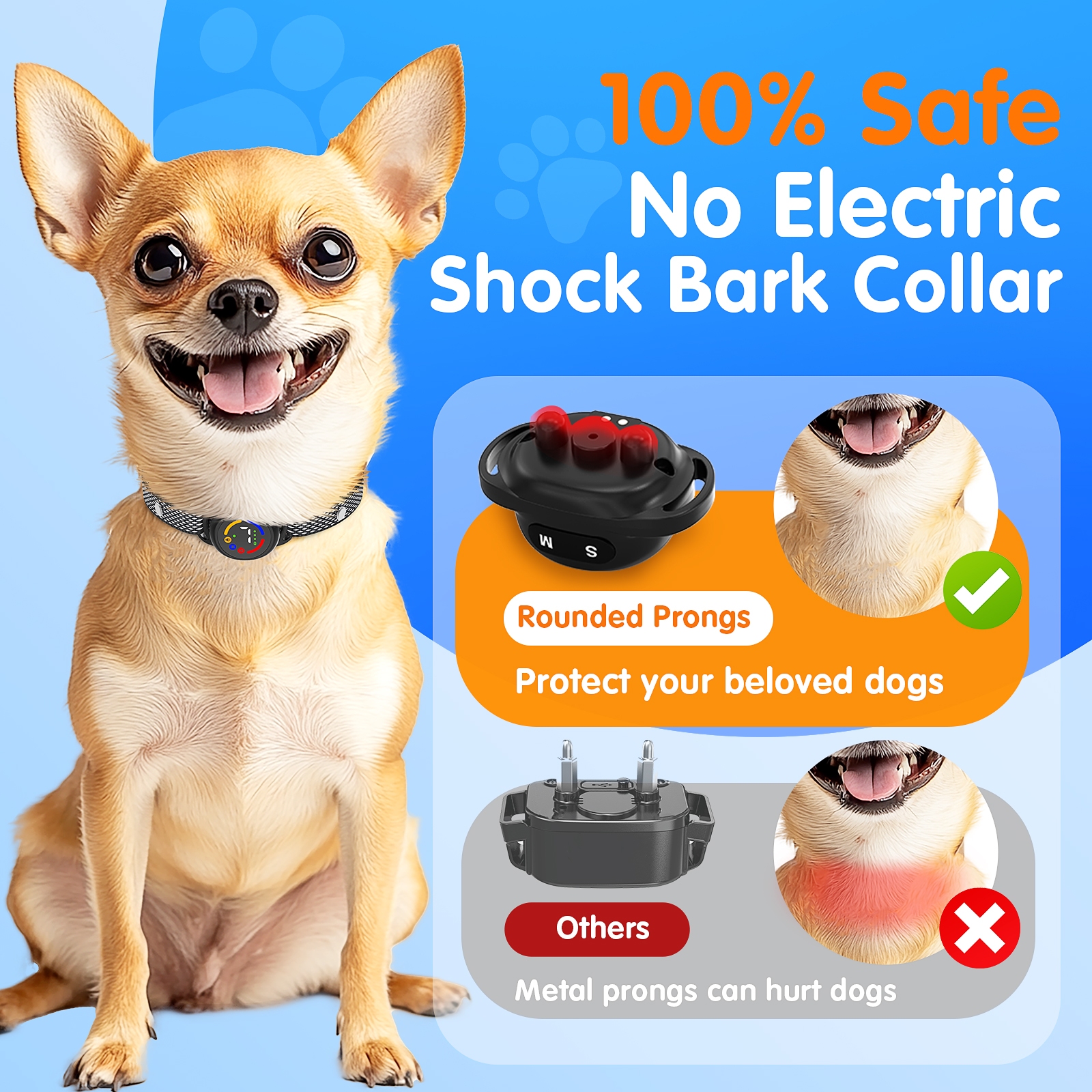 Tize TZ-MC391G LCD Screen Colorful Dog Bark Collar - No Shock Anti Barking Training Device