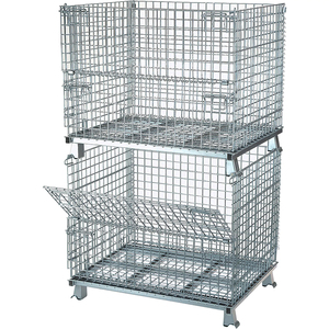 Cage de stockage galvanisée en acier à mailles métalliques, pliable, amovible, pour chariot élévateur, caisse de transport, cage de manutention - Product Image 3