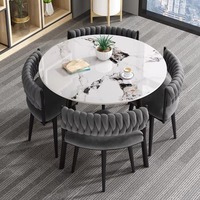 Table à manger minimaliste en MDF avec 4 chaises en tissu, mobilier moderne pour restaurant, hôtel, centre commercial, appartement, avec ensembles de chaises - Vente chaude