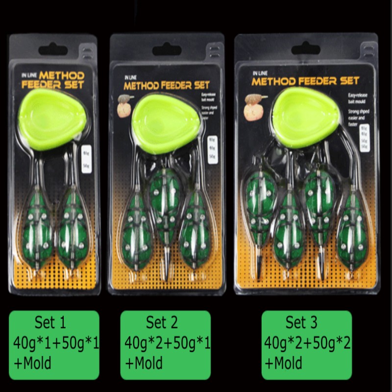 Lot De 4 Moules Feeder En Plastique SODIAL Pour Accessoires De Pêche – Couleur Vert Foncé