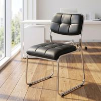 Chaise de bureau ergonomique à dossier bas et pieds fixes, sans accoudoirs, en cuir PU, empilable, avec structure métallique, à prix réduit