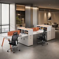 Poste de travail de bureau pour 4 personnes avec cloison de séparation, armoire de rangement, montage facile, cabine modulaire pour projet de bureau ouvert