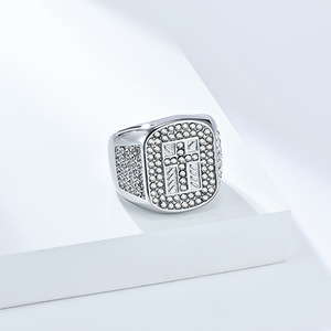 yunnique hip-hop titanium steel full diamond cross ring for men, a personalized, light luxury and high-end ring. - Product Image 4