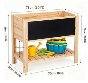 Nouvelle Conception Jardinière Surélevée en Bois pour Enfants, Bac de Jardinage Parent-Enfant avec Tableau Noir et Étagère de Rangement - Product Image 3