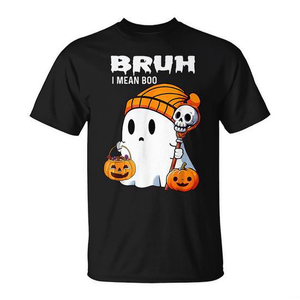 Camiseta de Halloween con diseño de fantasma y calabaza para adultos, unisex, manga corta, cuello redondo, algodón, estampado digital - Product Image 2