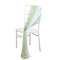 YR Décoration de chaise de mariage moderne et durable en tissu de mousseline de soie perlée, avec voile de gaze à motif floral pour la mise en scène de mariage