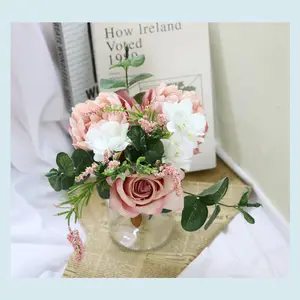 Ins premium أردواز زهور اصطناعية, زهور الفاوانيا ، باقة الزفاف ، باقة العروس