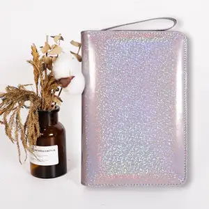 Benutzer definierte Notebook Planer Lose blatt Geld sparen Binder Reiß verschluss Cash Binder Brieftasche nachfüllbare Glitter A6 Reiß verschluss Binder