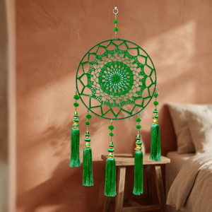 Atrapasueños Artificial Tradicional Radiante Verde Oscuro - Product Image 2