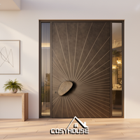 Porte d'entrée pivotante de luxe, porte extérieure pivotante moderne en aluminium, porte d'entrée haut de gamme sur mesure pour villas de luxe au Moyen-Orient