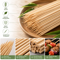 Bâtonnets de brochettes en bambou jetables à long manche, 30cm/40/50cm, pour barbecue, rôtissage, kabob, antiadhésifs, emballage personnalisé, vente en gros
