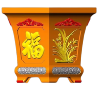 Moule de pot de fleurs décoratif de jardin en béton/ciment, moule de jardinière en plastique ABS, grand moule de pot de fleurs extérieur, jardinière à motif Fu