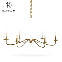 Lustre linéaire Hunter de luxe, style ferme transitionnelle, en laiton à six lumières, pour salle à manger, vente en gros, production OEM, directement de l'usine