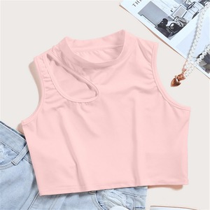 <span class=keywords><strong>Débardeur</strong></span> décontracté pour femmes, mode bon marché, simple, couleur unie, sans manches, ajouré - Product Image 5