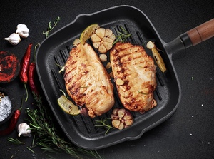 Flat Bottom 22cm Square Shape Roasting Bbq <strong>Grill</strong> Skillet Cast Iron Beef Steak <strong>Frying</strong> <strong>Pan</strong> With Wooden Handle - Product Image 4